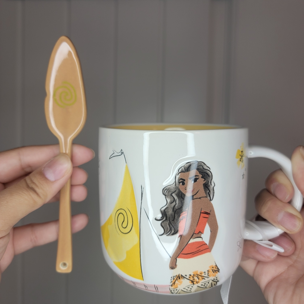 Disney Princess Moana Wayfinder Mug with Oar Stirrer, Tea & Coffee Hot Cup, NWT